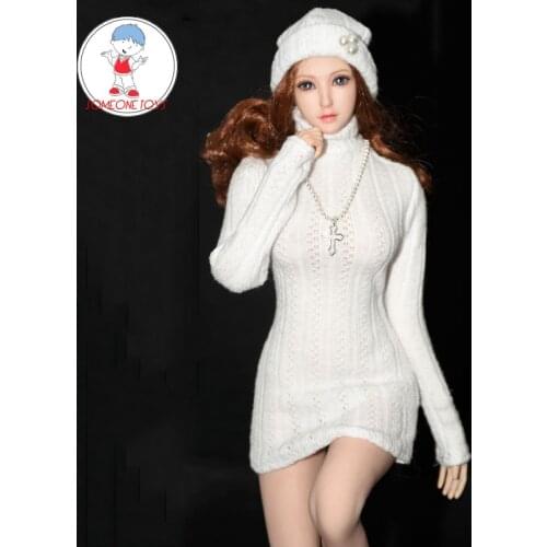 1/6 scale Female Dress Knitting Sweater Dress Skirt With Hat Necklace Set fit 12 inches TBLeague JO Lan Figure Body