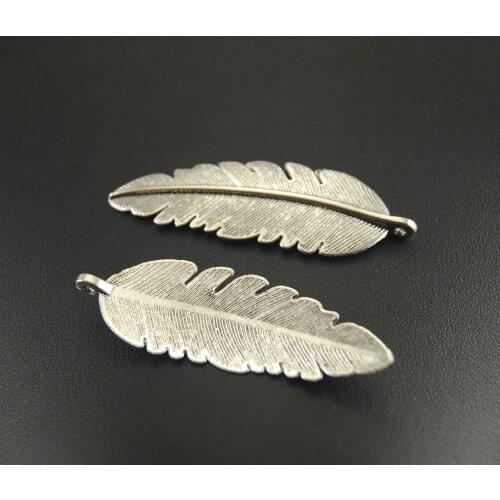 15 pcs Silver Color Feather Charms Pendant DIY Metal Bracelet Necklace Jewelry Findings A989