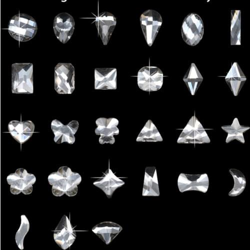 20p/pack All-size Flatback Glass Nail Rhinestones Diamond Crystals Stones Shiny Gems Manicure jewelry Nails Art DIY Decorations