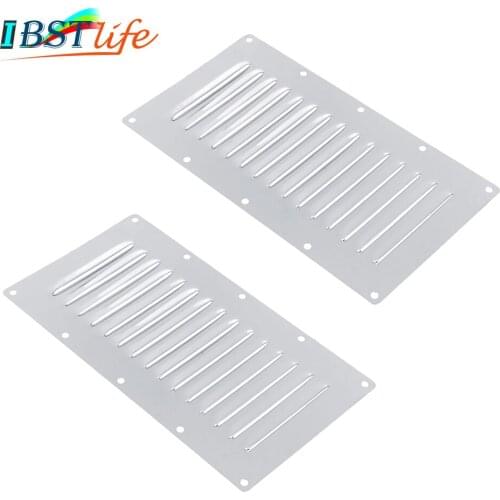 2X Stainless Steel 304 Boat Marine Rectangular Venting Panel Air Vent Louver Grille Ventilation Louvered Ventilator Grill Cover