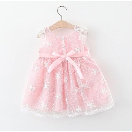 4 pieces/lot) 2021 New Arrival Lace Flower Pattern Girls Summer Dress 022402