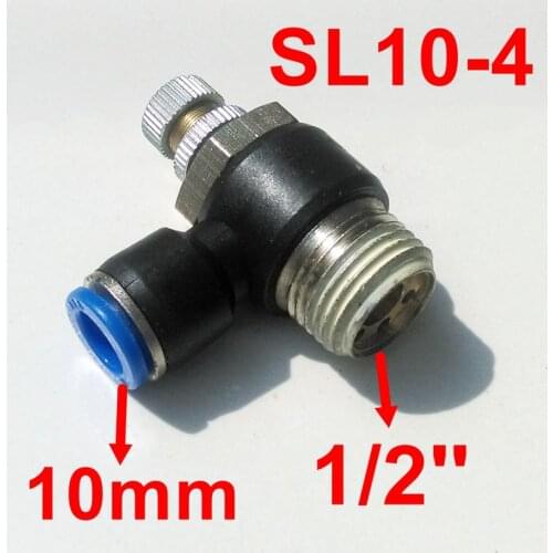 5pcs/lot Pneumatic Air Fitting Throttle valve Air Speed Control SL10-4 Tube 10mm 1/2