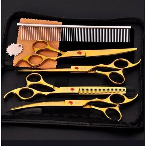 5pcs Stainless Steel Pet Dogs Grooming Scissors Cat Hair Thinning Shear Sharp Edge Dog Cutting Kitten Animal Barber Cutting Tool