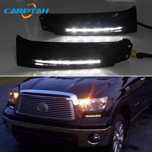 Car LED Daylight Daytime Running Light DRL Fog Lamp For Toyota Tundra 2008 2009 2010 - 2013 Auto Dimming Function Signal Lights