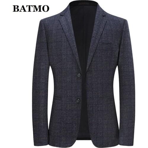 BATMO 2021 new arrival autumn high quality plaid blazer men,male jackets,plus-size M-XXXL 3325