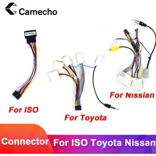 Camecho 2din car Android radio cable Wire Harness Adapter Connector Plug Cabl for Volkswagen ISO Hyundai Kia Honda Toyota Nissan
