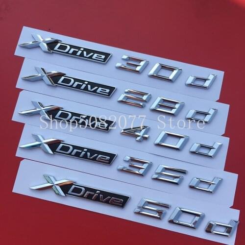 For BMW New X1 X3 X4 X5 X6 X7 XDrive 20d 28d 30d 40d 50d 20i 25i 28i 30i 35i 40i 48i 50i Fender Emblem Badge Car Chrome Sticker