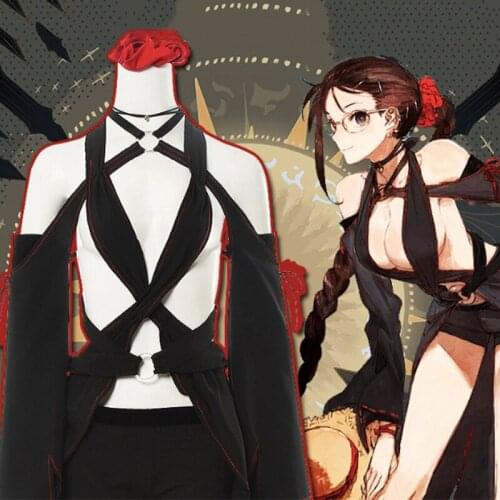 Game FGO Fate Grand Order Cosplay Costumes Yu Mei Ren Cosplay Costume Sexy String Bikini Dresses suit Black halter Clothes Hot