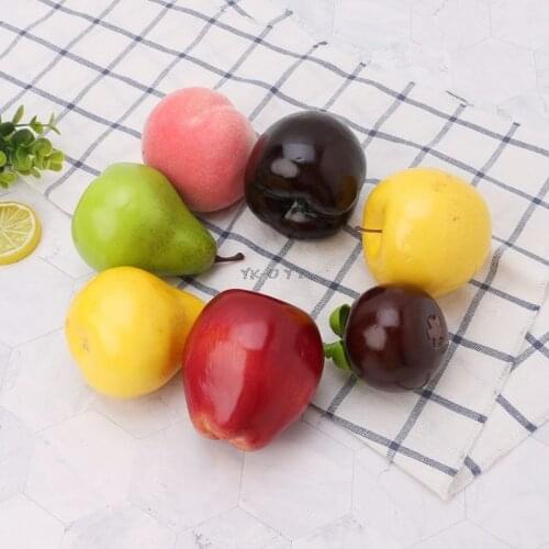 Artificial Pear Peach Apple Plum Mangosteen Fruit Kitchen Fake Display Food Home Shop Decoration Supermarket Restaurant Props