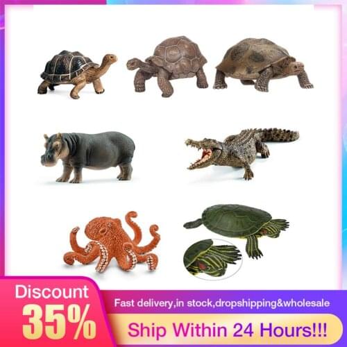 Ocean Sea Life Simulation Animal Model Sets Turtle Octopus Crocodile Action Toys Figures Kids Educational Collection Gift
