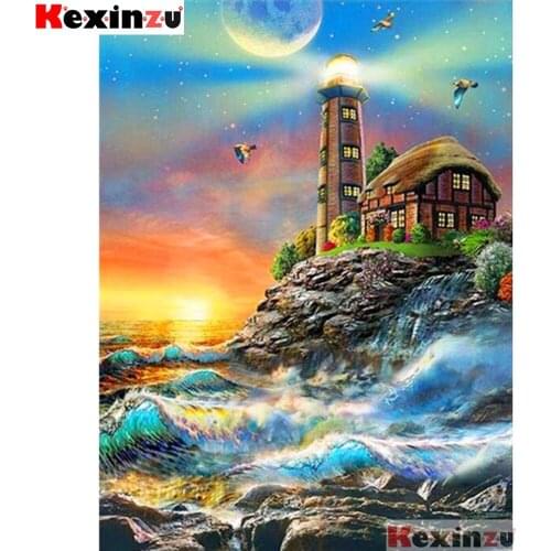 Full Square/Round 5d Diamond Painting-Seaside village-3d Embroidery Cross Stitch Mosaic Full Picture Of Rhinestone Decor Y6464