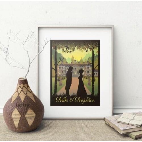 Pride and Prejudice Book & Movie Poster Prints Jane Austen Art Gifts Vintage Wall Art Canvas Painting Picture Home Room Decor
