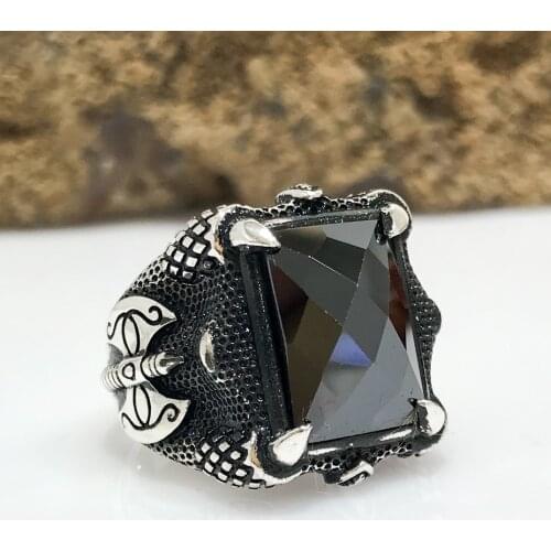 Eagle Claw Axe Figured Silver Men 'S Ring