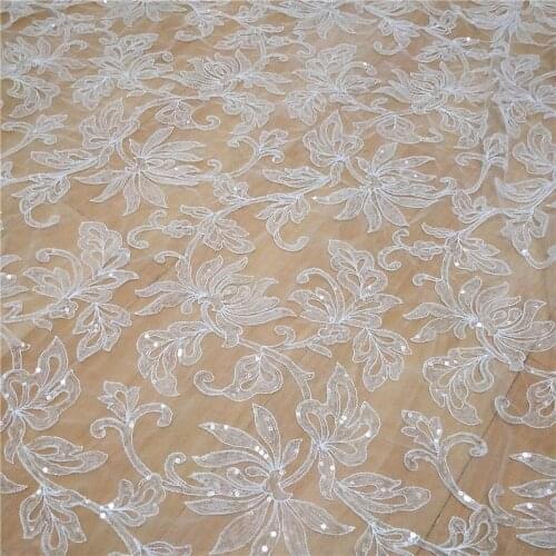 Collection sequins lace fabric shinning tulle lace bridal lace fabric wedding dress fabric 130cm width gown lace