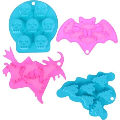 Bone Ghost Bat Silicone Fondant Flexible Halloween Cake Mould Soap Molds Decorating Tools Color Random1pc Halloween Mold Witch