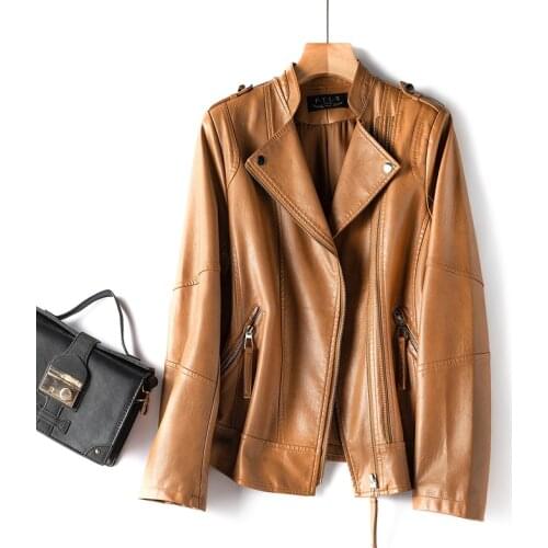 New Fashion Pu Leather Jackets Women Loose Soft Leather Biker Jackets Coat Female Faux leather Moto Outerwear Womens Clothing