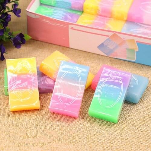 2/4PC Cute Gradient Jelly Eraser Tri-color Jelly Rubber Stereo Crystal Eraser Q Play Jelly New Eraser School Supplies Stationery