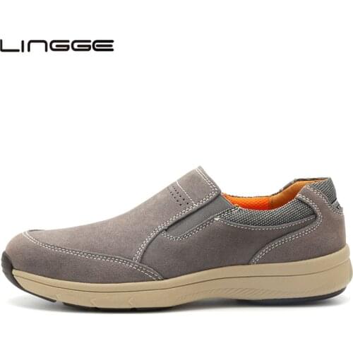 LINGGE Mens Shoes Loafers 2018 New Suede Leather Casual Shoes Breathable Designer Slip On Lighweight Summer Shoes #5733-1