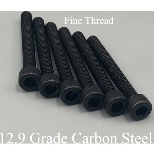 M8*1*12/16/20/55/60/70/80/90/100 1mm Pitch Full Fine Thread 12.9 Grade Steel Cap Allen Head Bolt Hex Hexagonal Socket Screw