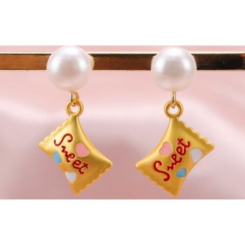 Sweet Cute 3D Candy Earrings Freshwater Pearl Drop Ear Jewelry S925 Needle Women Accessories Good Gift 2021 New