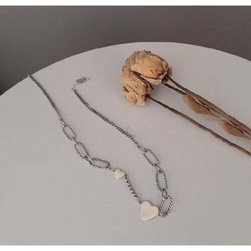 Fashion Irregular Necklace Heart Pendant Punk Sweater Chain Charm Geometry Silvery Jewelry For Women Outer Banks Rock Party