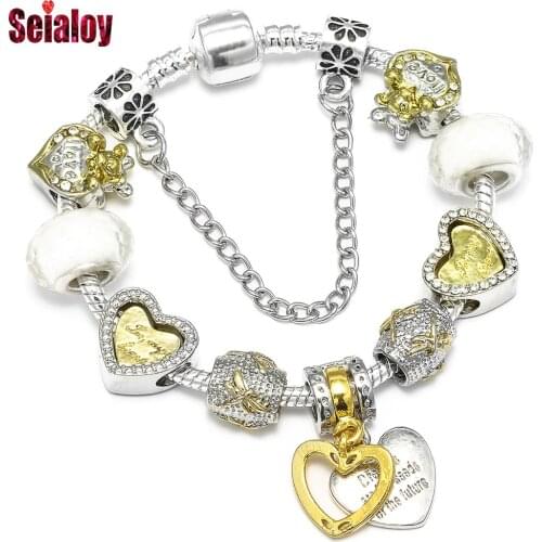 Fashion Gold Future Seed Charm Bracelet Bangle Original Two-tone Heart Shaped Mouse Beads Bracelets For Women Men Jewelry