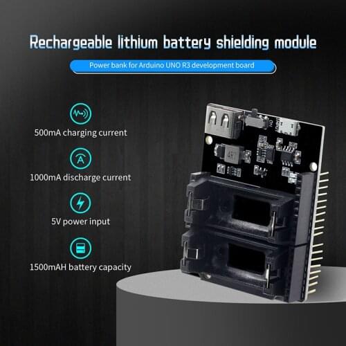 Rechargeable 16340 Lithium Battery Charger Shield Module ESP8266 ESP32 Power Supply For Arduino UNO R3 Board Power Bank
