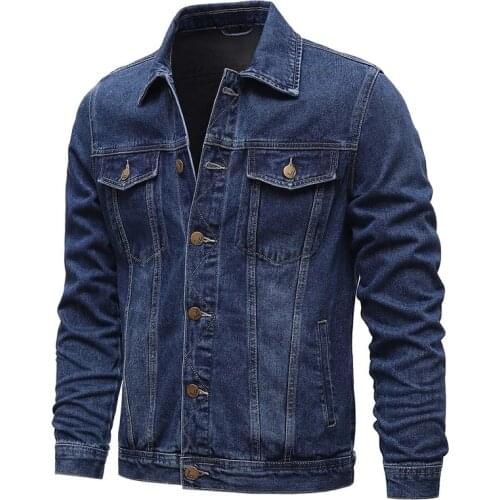Spring Autumn Men Denim Jackets Casual Solid Color Lapel Single Breasted Jeans Jacket Men Slim Fit Cotton Outwear Jackets 5xl-M