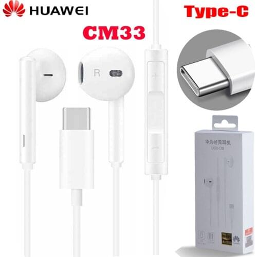 HUAWEI Original CM33 Earphone USB Type C In Ear Hearphone Headset With Mic HUAWEI Mate 10 Pro P10 P20 P30 Pro Note 10 Honor 9 10