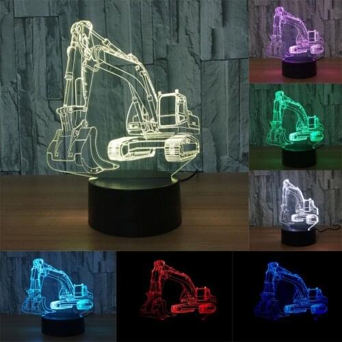 3D Excavator Night Light Illusion LED touch Table Lamp 7 Colors USB Novelty Luces Car Shape Bedside Nightlight Lamps Boy Gift