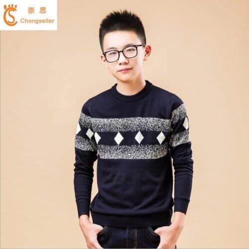 4-16T Knitted Sweaters for Boy Pullover O-neck Warm Autumn Boys Sweaters Wollen Children Knitted Clothes Kids