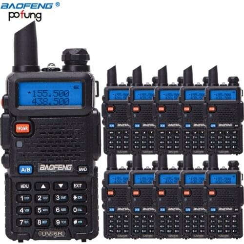 10 Pcs/lot BAOFENG UV-5R Walkie Talkie VHF 136-174MHz & UHF 400-520MHz UV5R Dual Band Dual Display Amateur Radio With Headset