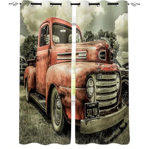 Farm Retro Antique Car Blackout Curtains For Living Room Bedroom Window Treatment Blinds Drapes Kitchen Curtains