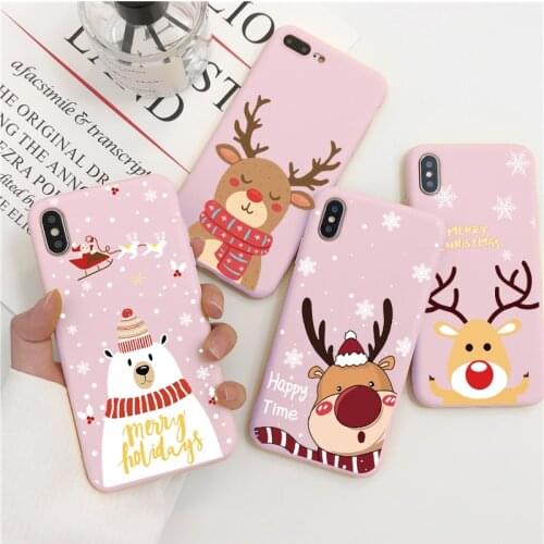 For iPhone 13 Pro Max Christmas Gifts Deer Elk Case For iPhone 12 11 11Pro Xs Max 7 8 6 6S Plus 5 SE 2020 X XR Silicone Fundas