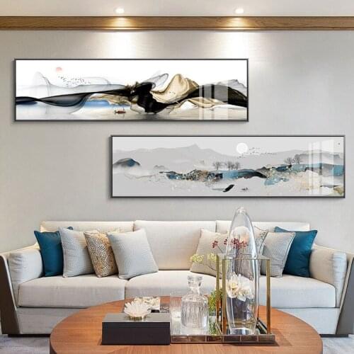 Nordic Golden deer mountain landscape Wall Art Canvas Poster Print Canvas Painting Decorative Picture for Living Room Home Decor