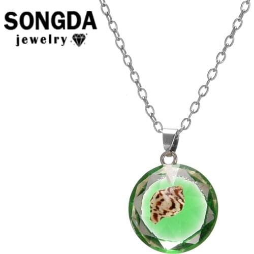 SONGDA Fine Shell Necklace Transparent Cabochon Dome Glass Design Three-Dimensional Pendants Necklaces Jewelry for Ladies Gifts
