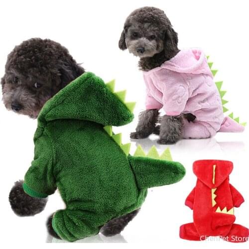Cute Cartoon Dog Clothes for Small Dogs Chihuahua Pomeranians Soft Warm Pet Dog Sweaters Coat Jacket Puppy Dinosaur Pajamas