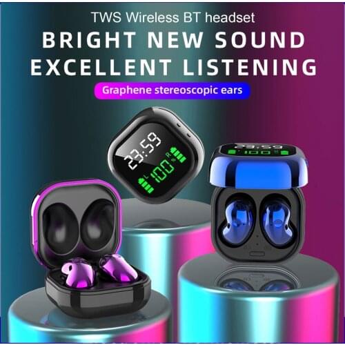 S6 Plus TWS Earphones Bluetooth 5.1 Wireless Earphones with Mic Clock Time & Power Digital Dispaly Sports Earbuds Music Earbuds