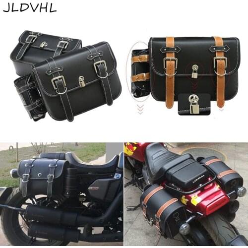 Universal Motorcycle Saddlebags Side Tool Pouch PU Leather Luggage Storage Bags Saddle Bags For Honda/Yamaha/Suzuki