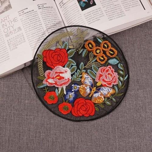 High Quality 1PC Embroidery Patches Round Flower Blossom Tree Appliques Sew on For Clothes DIY Sewing Ethnic Cheongsam Badges
