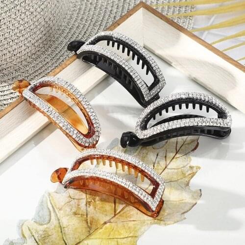 Fashion Rhinestone Hair Claws for Women Girls Banana clip Hairpins Girls Hair Accessories Barrette Crab Non-slip Headdres