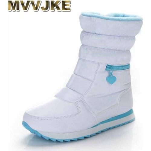 MVVJKE Female winter warm Silver white ladies flat short casual Ankle snow boot with Fake fur womens waterproof quilted shoe