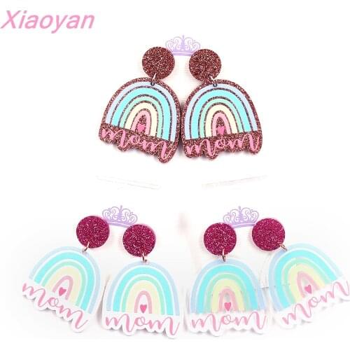 1pair) Acrylic rainbow mom hanging Earrings mothers Day Earrings acrylic Earrings