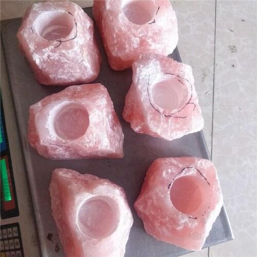 1PC Natural Rose Quartz Crystal Candlestick Pink Candle Holder Personality Decoration