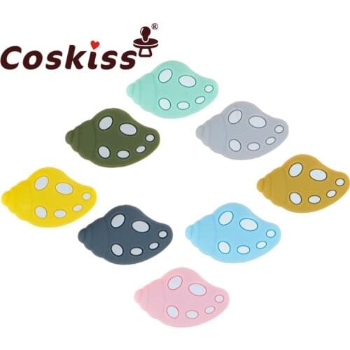Coskiss 10Pcs Cartoon Conch Shell Shape Silicone Beads Baby Molar Teether Bead DIY Pacifier Chain Jewelry Accessories