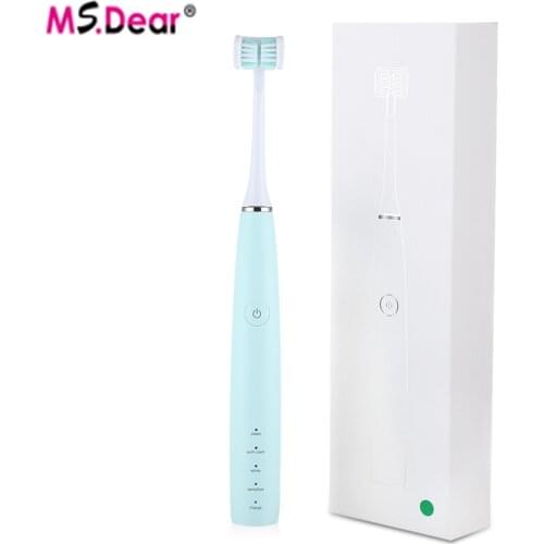 3 Headed Sonic Electric Toothbrush USB Rechargeable 4 Modes Dental Care Waterproof Tooth Brush Kit Teeth Whitening