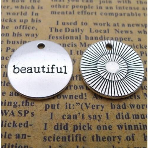 6 pieces/lot 20*20mm Antique silver color Metal alloy beautiful letters pendant charm Bracelet necklace key chain DIY jewelry