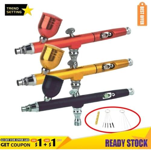 7ml 0.3mm Nozzle Airbrush With 11pcs Cleaning Tools Dual Action Gravity Spray Gun For Art Paint Tattoo Nail Cake Decorating