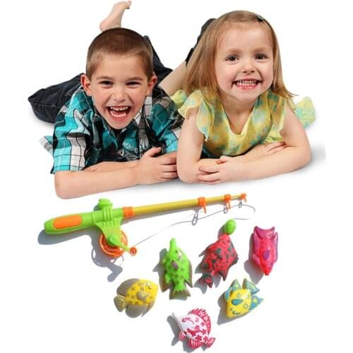7Pcs/Set Kids Magnetic Fishing Toys Set Funny Magnetic Fishing Rod Fish Models Catching Game Bath Toy For Children Gift #20