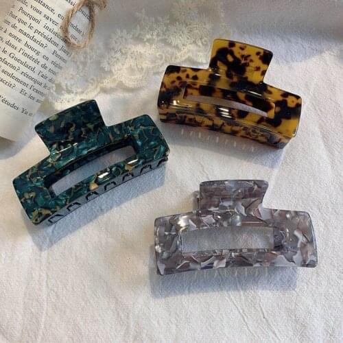 Large Geometric Hollow Square Tortoiseshell Leopard Acetate Hair Clip Hair Claw for Women Hair Accessories 2021 New